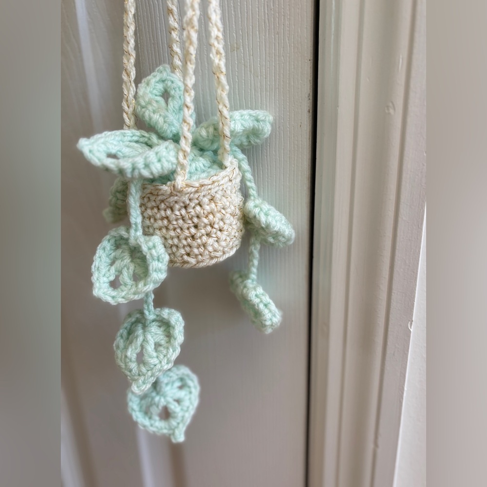 Crochet Hanging Plant Green Multicolor Monstera Boho Home Decor - Picture 4 of 8